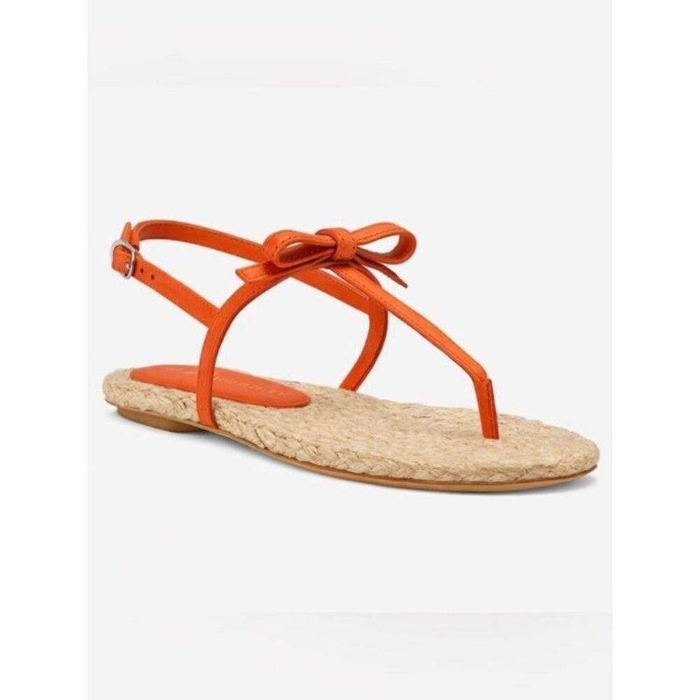 Stuart Weitzman Felicity Orange Espadrille Slingback Sandals Size 7 • NWOB